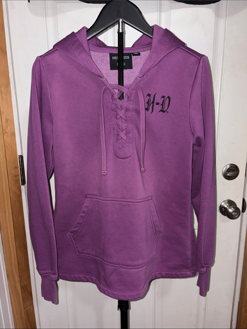Harley Davidson Rebellious Laced Pullover Hoodie Sweatshirt Violet Berry Color